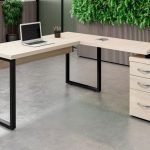 Mesa em L com Pé Tubular 40 e Mesa Pé Gaveteiro Pandin - Kit Móveis